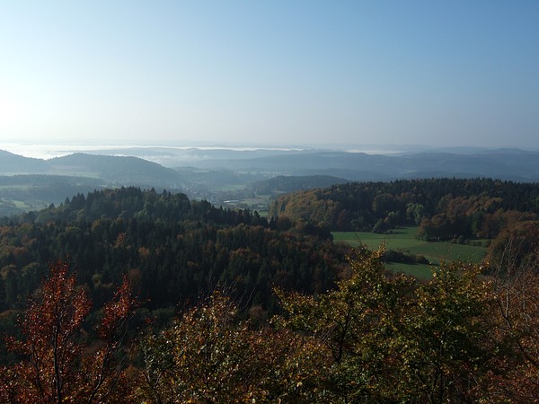 Blick vom Ossinger auf den Morgennebel im Tal, Oktober 2007